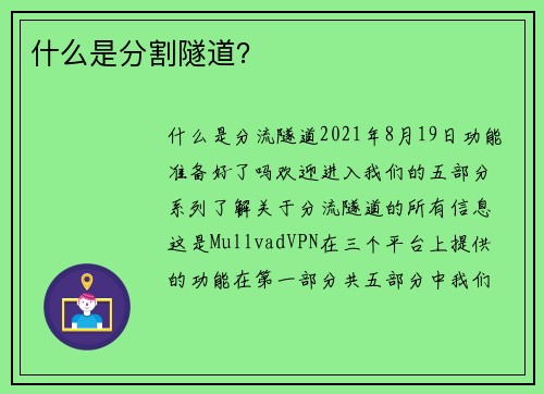 什么是分割隧道？ 